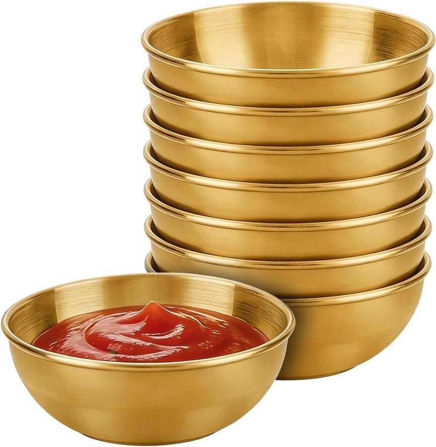 Gouden kommen set Sauskommen roestvrijstaal Serveren van dips Hoogwaardig materiaal 8 stuks 82 cm Goud