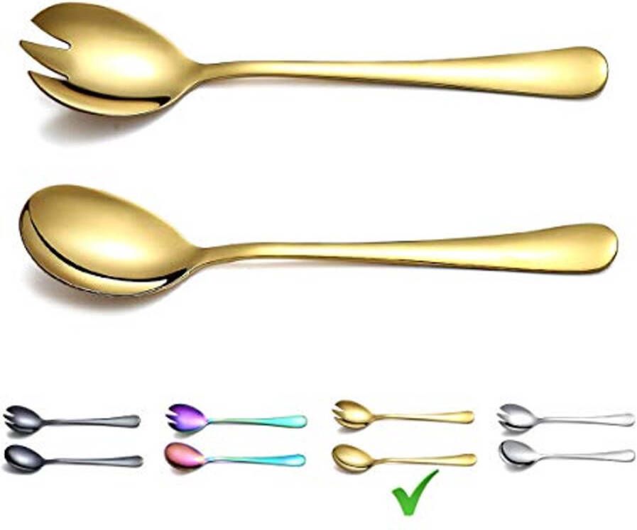 Gouden Salade Server Set van Roestvrij Staal met Titanium Vergulding