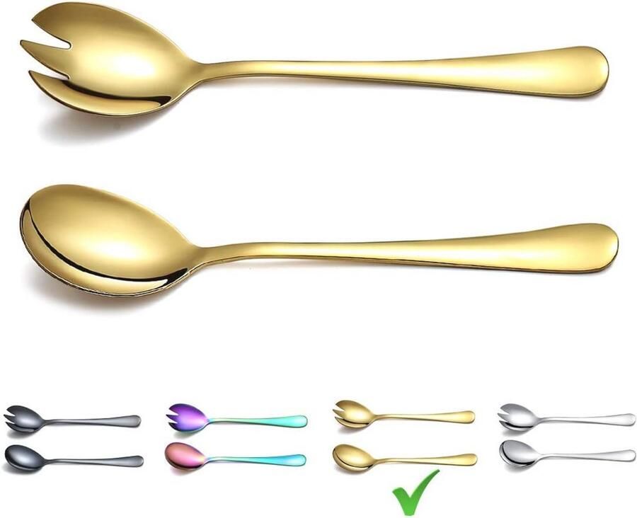 Gouden Salade Server Set van Roestvrij Staal met Titanium Vergulding