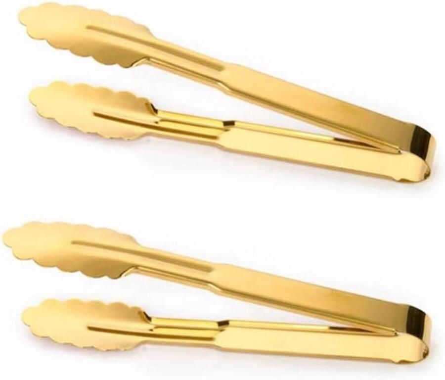 Gouden Serveertangen BBQ Tangen Keuken Eten Serveren Buffet Roestvrij Staal 24 cm Goud