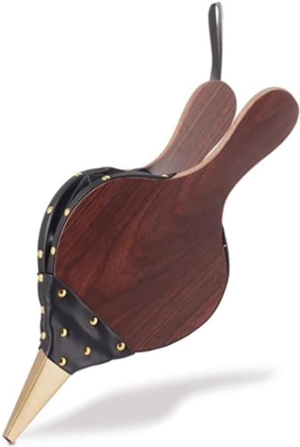 Goudkleurige siernagels handblaasbalg luchtblazer van hout kunststof balg open haard en grill voor barbecue vuur blaasbalg outdoor koken 43 x 19 cm