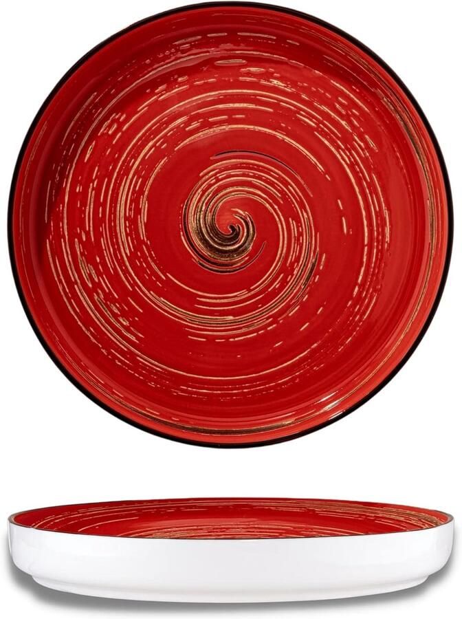 Gourmet Bord Plat Bord Elegante Tafel Krasbestendig Glazuur 28 cm Rood
