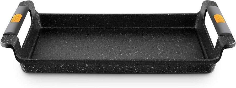 Braadpan Vulcano Koekenpan Grill Gelijkmatig Koken Energiezuinig Ontwerp 40 cm Zwart