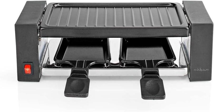 Gourmet Raclette Elektrisch Grillen Gezellig Eten Anti-aanbaklaag Voor 2 Personen Zwart