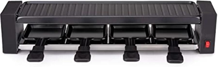 Gourmet Raclette Set Apparaat Grill Gezellig Tafelen Anti-aanbaklaag 4 Personen Zwart