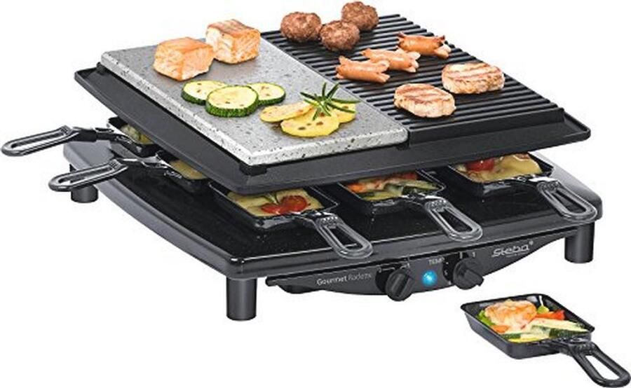Gourmet Raclette voor 8 Personen 1450 Watt met Grill en Natuurlijke Lavasteen