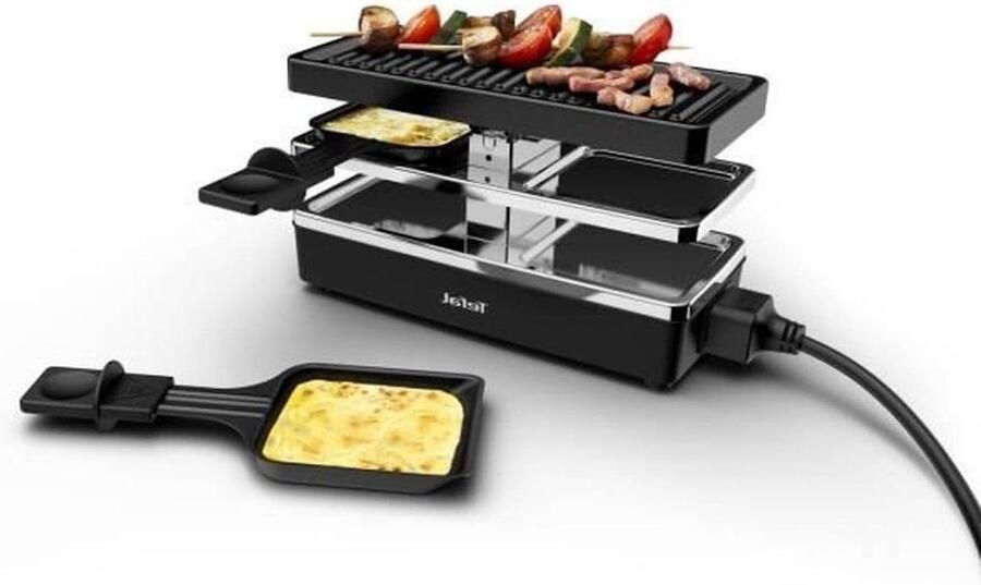 Gourmet Set Raclette Grill Gezellig Tafelen Koppelbaar tot 5 Apparaten Voor 2-10 Personen Zwart Zilver