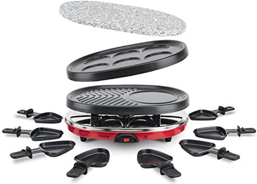 Gourmet Set Multifunctioneel Apparaat Gezellig Tafelen 4-in-1 Functie 8 Personen Rood