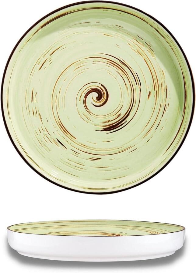 Gourmet Teller Dinerbord Serveerschaal Elegante Tafeldekking Krasbestendig Porselein Diameter 28 cm Pistache