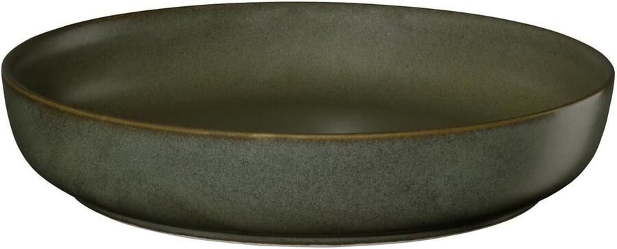 Gourmetbord Porselein Diep Bord Dineren Thuis Handgemaakte Afwerking 22x22x4.5cm Groen