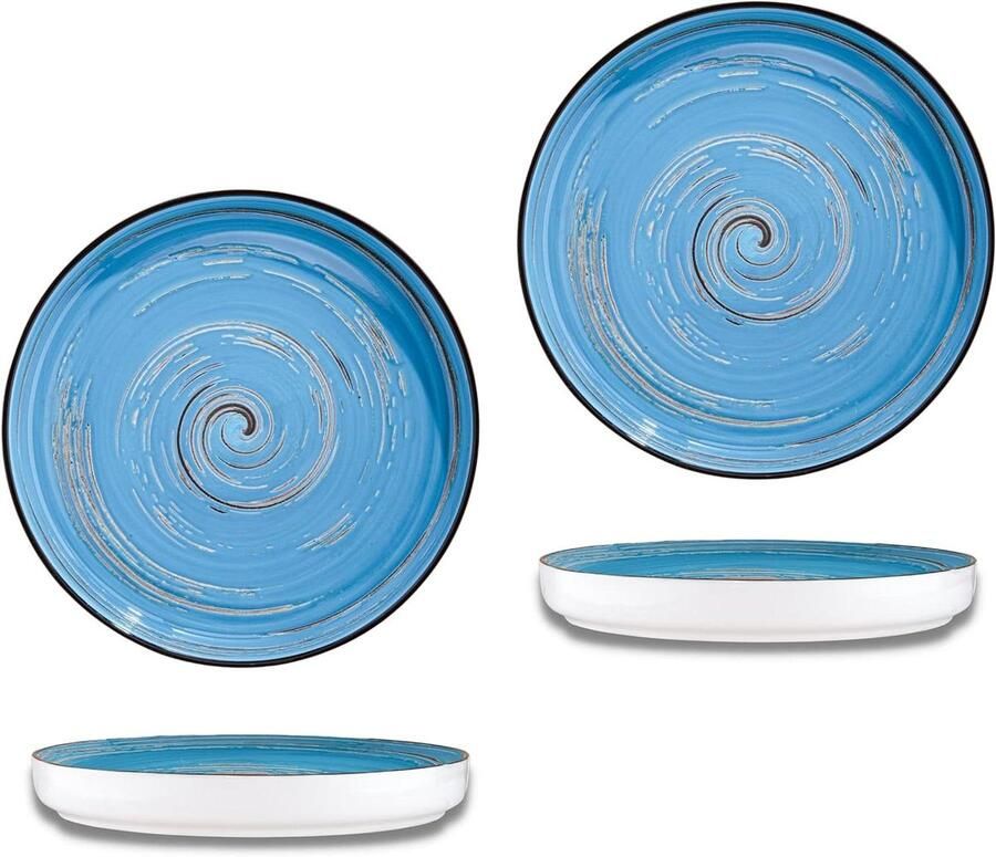 Gourmetborden SPIRAL Platte borden Serveerborden Maaltijden serveren Originele spiraalvorm 23 cm diameter Wit met spiraalpatroon