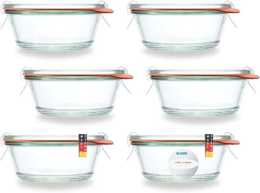 Gourmetglazen Set Bewaarpotten Glas Zelf Vullen Luchtdichte Sluiting 300 ml 6 Stuks Transparant