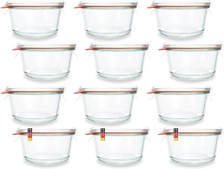 Gourmetglazen Set Conserveren Potten Zelf Inmaken Traditionele Kwaliteit 12 Stuks 450ml Transparant
