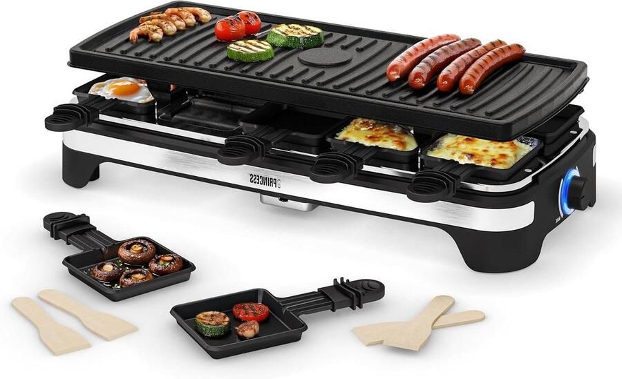 Gourmetstel 10 personen Raclette set Gezellig tafelen Veelzijdig te gebruiken 21x49 cm Zwart