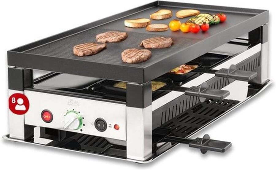 5-in-1 grill voor op tafel Grill met meerdere functies Voor gezellige avonden Grillplaat die omkeerbaar is Geschikt voor 8 personen Zwart