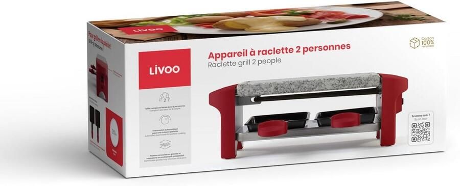 Gourmetstel voor 2 personen 350W met anti-aanbaklaag