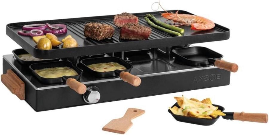 Raclette Gourmet Party Gourmetstel Raclette Gezellig Eten PFAS-vrije Keramische Grillplaat 57 x 30 x 18 cm
