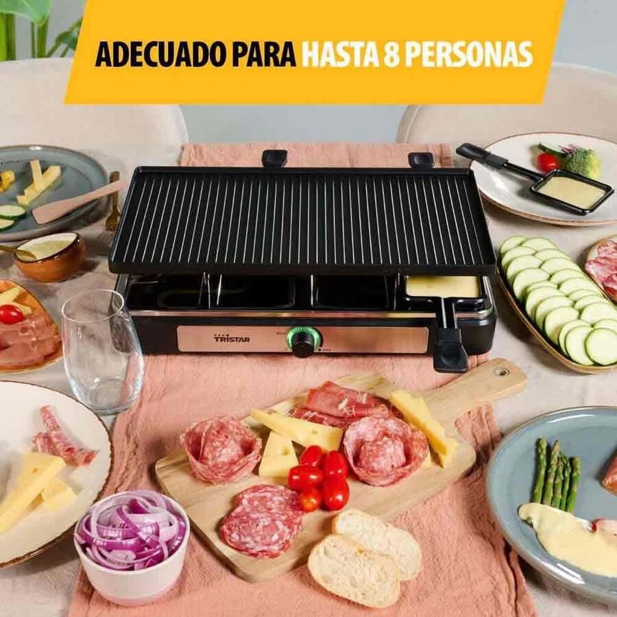 Gourmetstel voor 8 personen 3-in-1: raclette grill teppanyaki 1400W