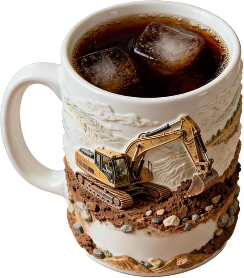Graafmachine Mok Koffiemok Keramiek Drinken van Koffie Uniek Graafmachine Design 11oz Geel