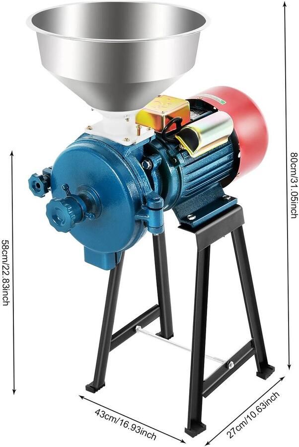 Graanmolen Elektrisch 2200 W Vermogen 220 V Aansluiting 26 kg Gewicht Voor Meel En Granen Droge Maïsmolen