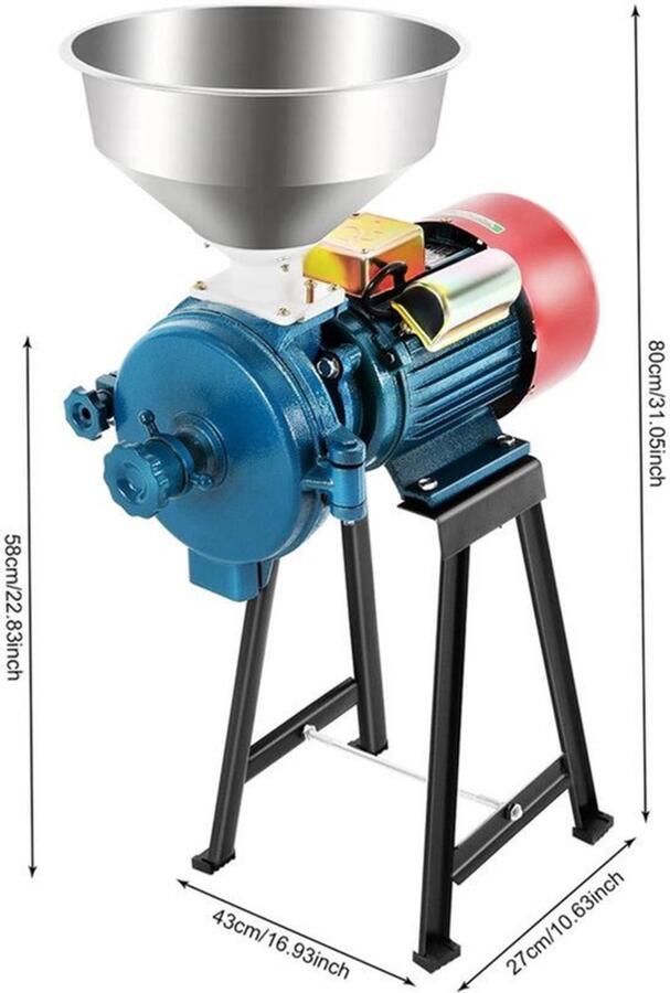Graanmolen Elektrisch 2200 W Vermogen 220 V Aansluiting 26 kg Gewicht Voor Meel En Granen Droge Maïsmolen