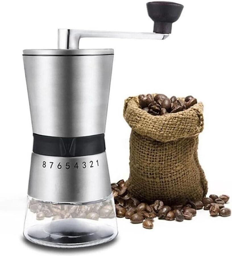 Graanmolen Handmatig Koffiemolen Verse Koffie Keramische Kern 80g Capaciteit Zilver