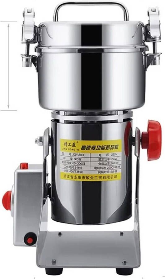Graanmolen Kruidenmolen Koffiemolen Elektrisch Klein 800mg rvs