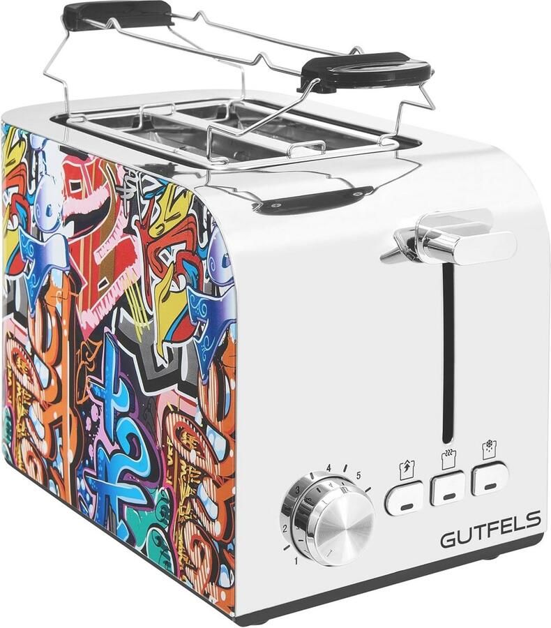 Graffiti Stijl Broodrooster 2-snijden 7 standen 850 watt Met Ontdooi- en Opwarmfunctie Elektronische Bruiningscontrole