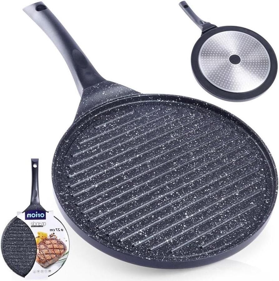 Grande Grillpan Gegoten aluminium pan Gezond Grillen Anti-aanbaklaag Ø 27 cm Zwart