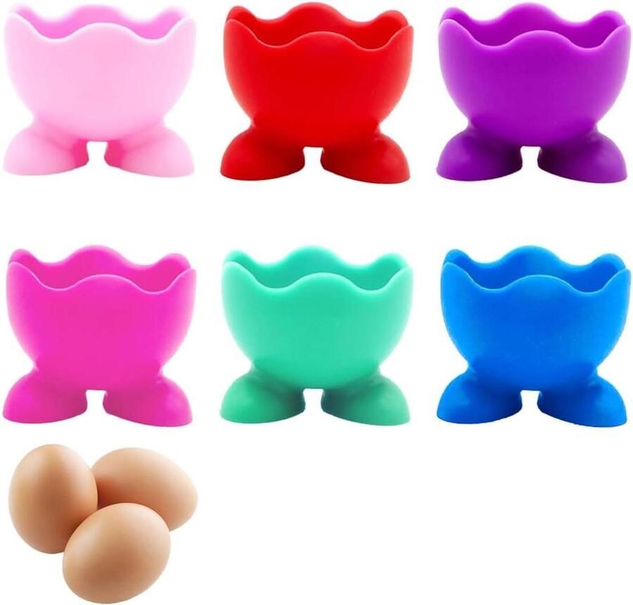 Grappige eierdopjes Eierhouders set Ontbijt serveren Verschillende kleuren 6 stuks Multi-color