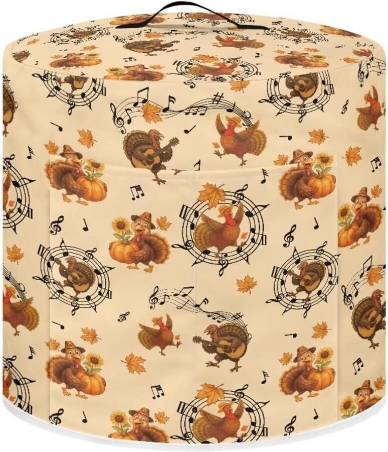 Grappige Kalkoen Print Stofhoes voor Slowcooker of Crock Pot Met Opbergvak