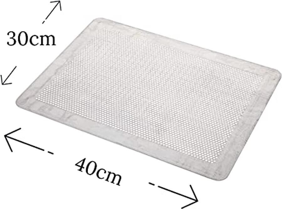 Griddle met gaten Aluminium bakplaat 40 x 30 cm 1.5 mm dik grijs