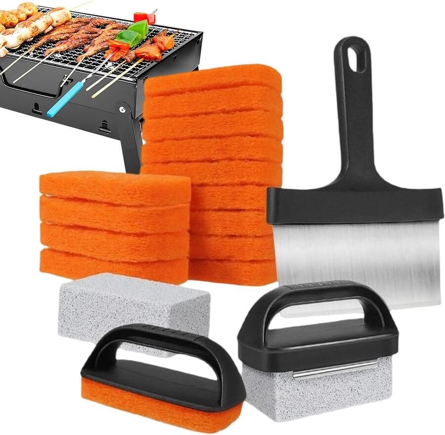 Griddle Schoonmaakpads Bakplaat Reiniger Grill Onderhoud Oppervlakte Bescherming 14 Pads Grijs