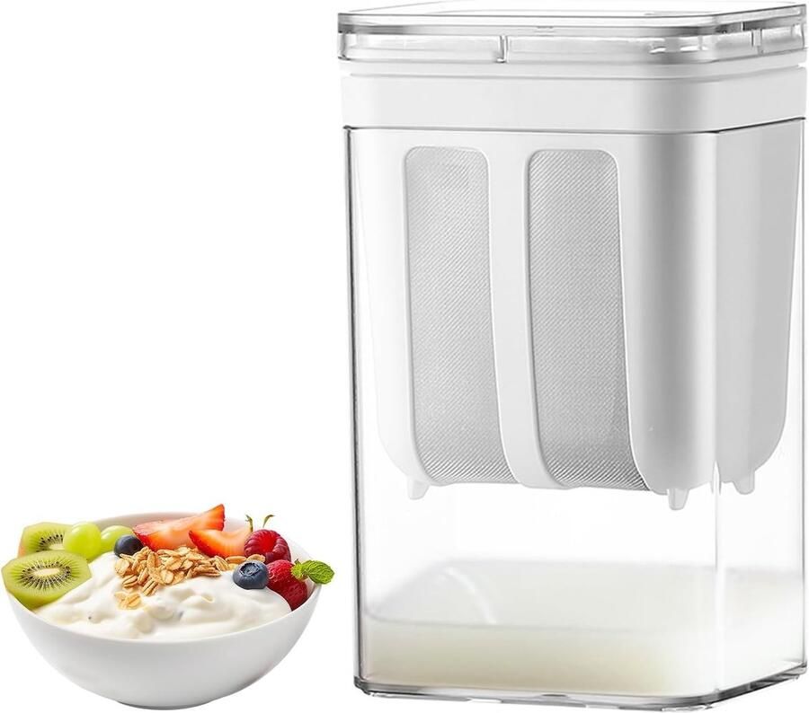 Griekse Yoghurt Zeef en Filter 1100ml Herbruikbare Yoghurt Maker met RVS Zeef voor Yoghurt Soja Melk Sap en Thee
