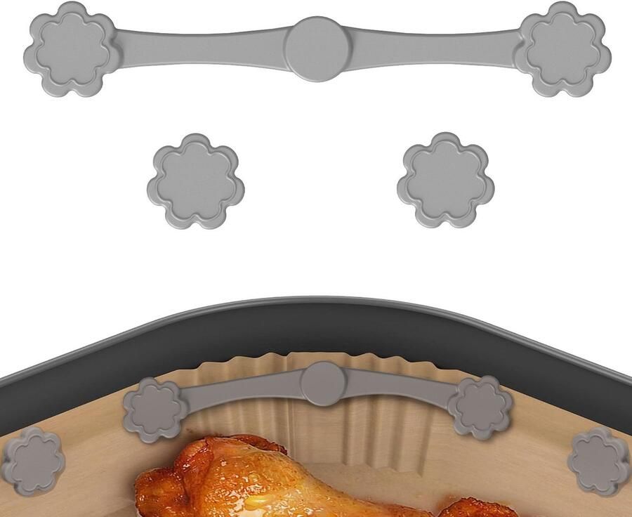 Grijs bloemenpatroon vier stuks magneethouder voor airfryer samariumkobaltmagneet die bestand is tegen hoge temperaturen magneet voor airfryer siliconen gesp