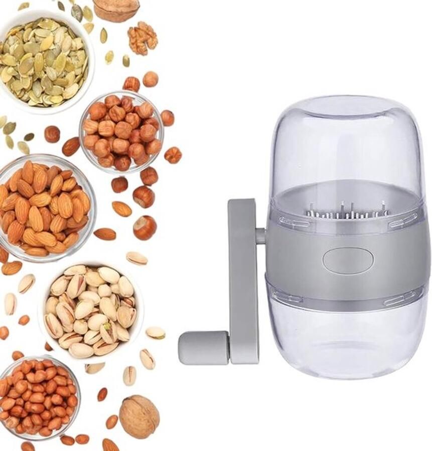 Grijs Handmatige notenhakker met handvat Gedroogd fruitmolen met handslinger Keuken multifunctionele hakselaar Voor noten Walnoot Pecan Gember Knoflook Voor het maken van ingrediënten