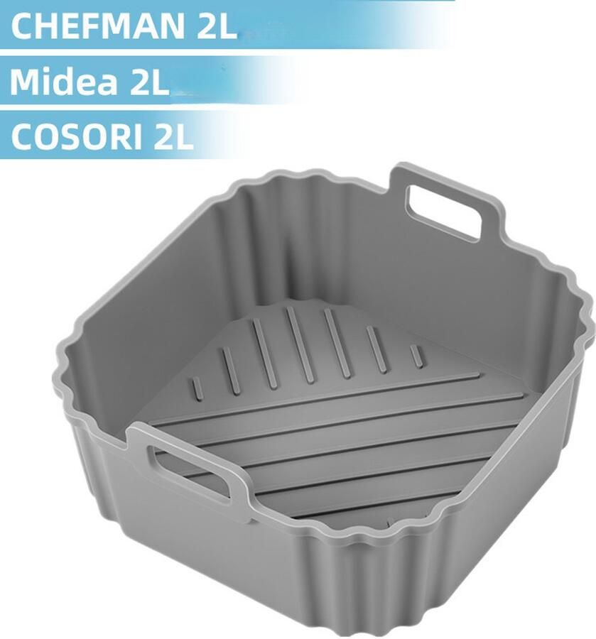 Grijze set van 4 stuks siliconen airfryer-matjes herbruikbaar antiaanbaklaag airfryer gemakkelijk schoon te maken vaatwasmachinebestendig verdikte siliconen bakmat airfryer-bakplaat geschikt voor CHEFMAN 2L Midea 2L COSORI 2L