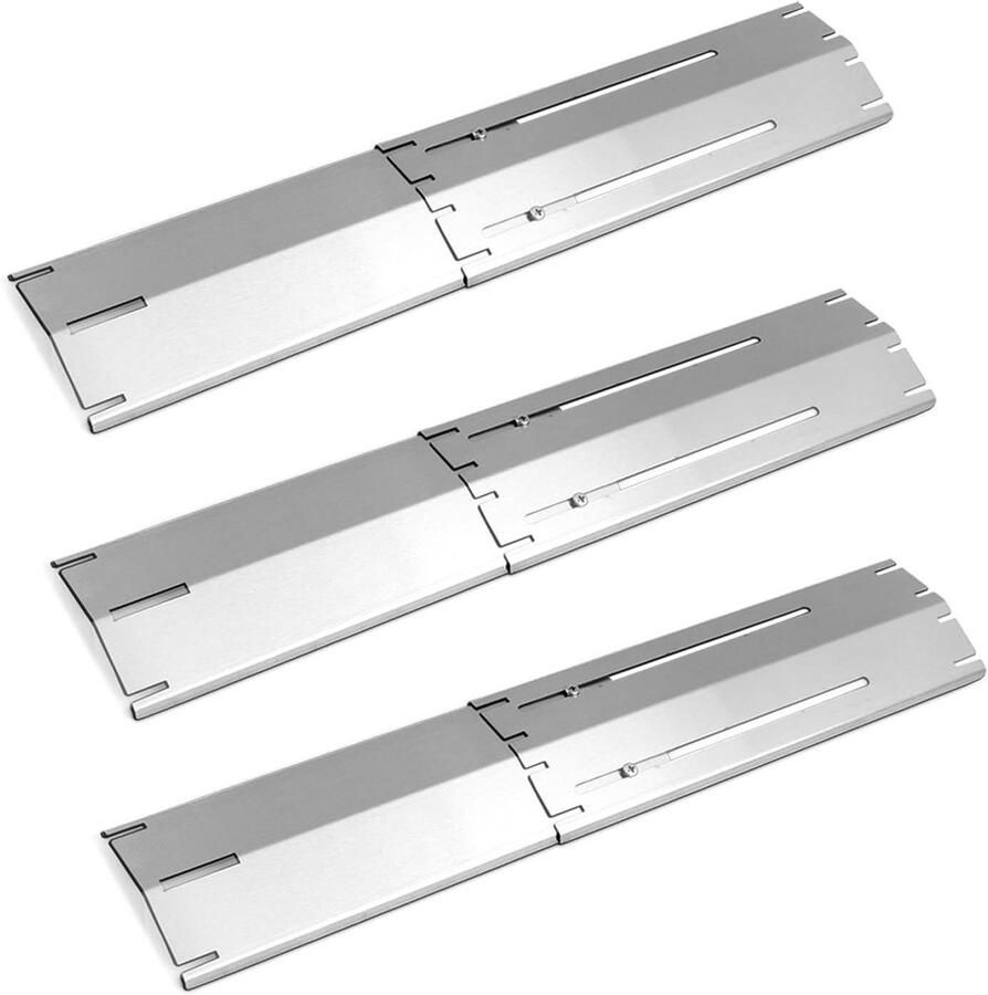 Grill Afdekplaten Warmteplaten Flamer Temmers Grill Reparatie Verstelbaar Roestvrij Staal 3 stuks Zilver