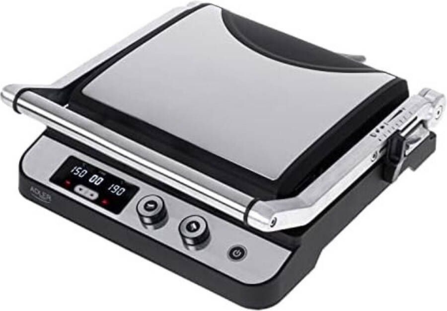 Grill Apparaat Uitneembare Platen Contactgrill met Uitneembare Platen Grill Plaat Tosti Ijzer met Uitneembare Platen 2-in-1 2 Verwijderbare Platen 3000 W 36 x 36 x 14 cm Zilver