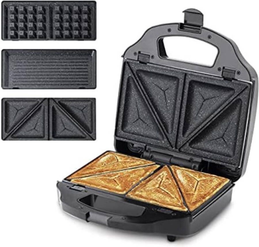 Grill Apparaat Uitneembare Platen Contactgrill met Uitneembare Platen Grill Plaat Tosti Ijzer met Uitneembare Platen 900W |3 in 1