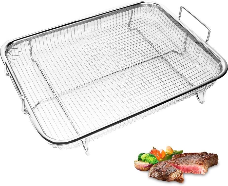 Grill- en bakmand van roestvrij staal rechthoekige crisper voor BBQ en oven