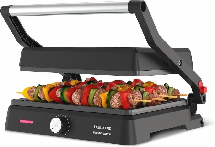 Grill- en Bakplaat 2600W 2-in-1 Functie Verstelbare Platen 29x23 cm PFOA-vrij Vetopvangbak Regelbare Thermostaat Veilig in Gebruik