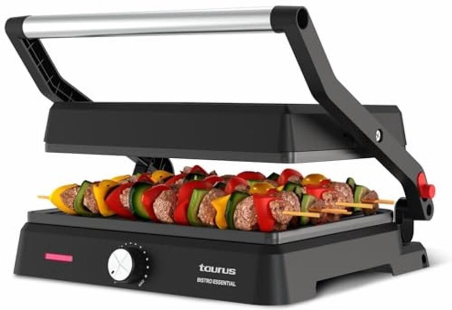 Grill- en Bakplaat 2600W 2-in-1 Functie Verstelbare Platen 29x23 cm PFOA-vrij Vetopvangbak Regelbare Thermostaat Veilig in Gebruik