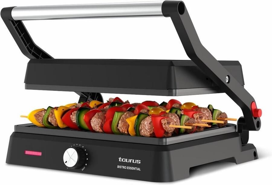 Grill- en Bakplaat 2600W 2-in-1 Functie Verstelbare Platen 29x23 cm PFOA-vrij Vetopvangbak Regelbare Thermostaat Veilig in Gebruik
