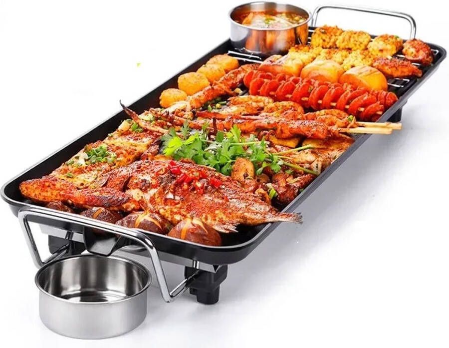 Bramboo Grill apparaat Contactgrill Grillplaat Grillpan Grilplaat electrisch Grill plaat BBQ Grillpan Grillrooster Non stick Elektrisch -1400W 40 x 23 cm