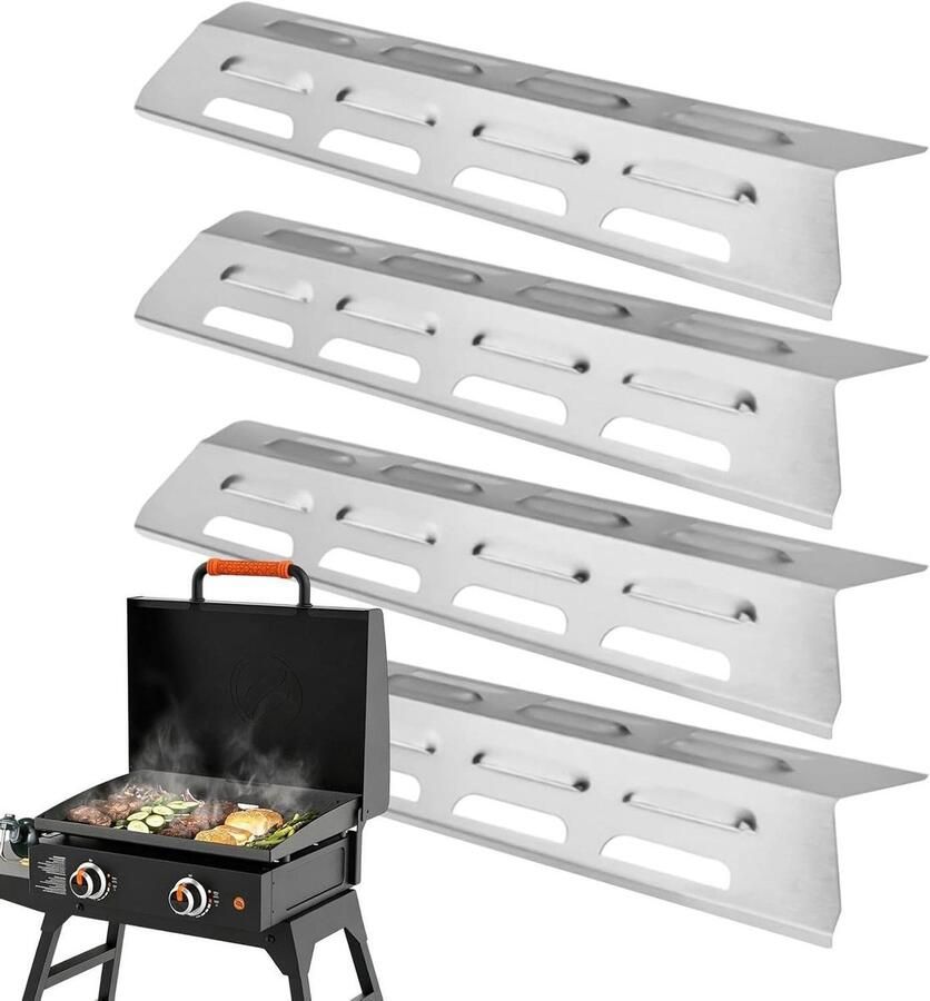 Grill Hitte Platen Roestvrijstalen Schild Barbecue Bescherming Universele Pasvorm 4 Delige Set Zilver