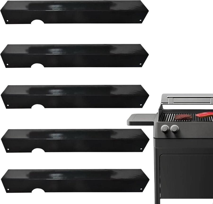 Grill Hitte Platen Vlamverdeler Grill Buiten Koken Roestvrij Staal 46 x 16 x 16 cm Zwart