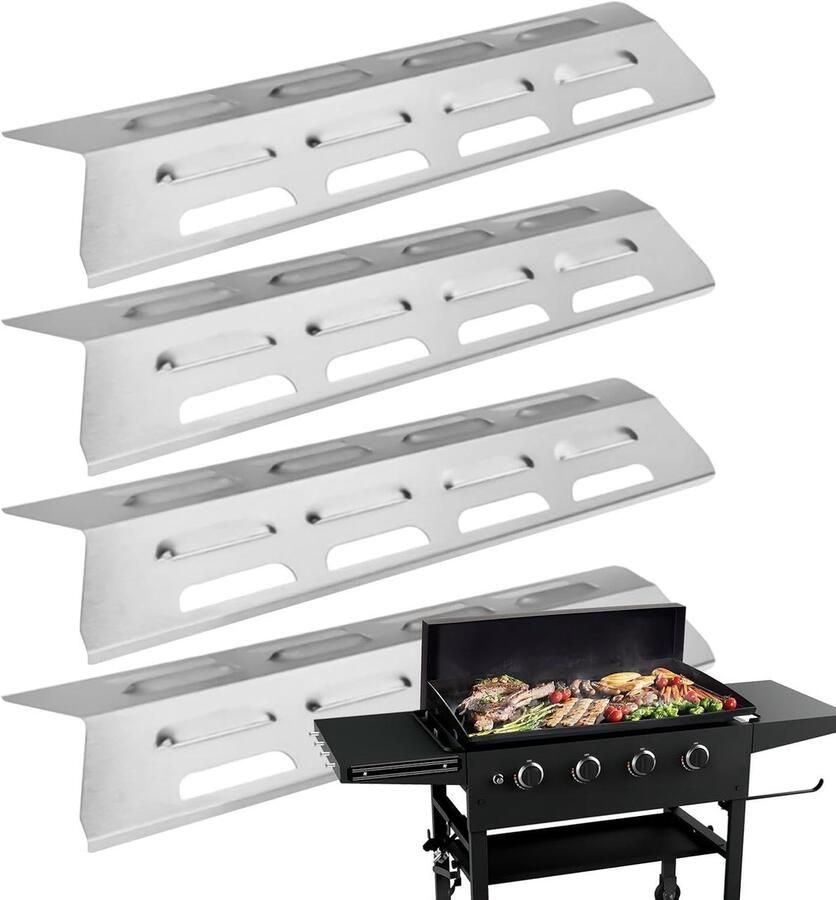 Universele Verwarmingsplaten Grill Beschermplaten Barbecue Beschermen Roestvrij Staal 4 Stuks Zilver