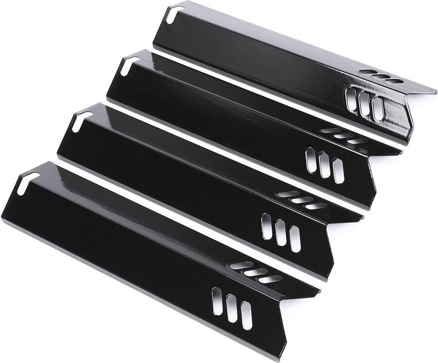 Grill Hitteplaat Branderafdekking Barbecue Onderhoud Porselein Staal 4-Pack Zwart