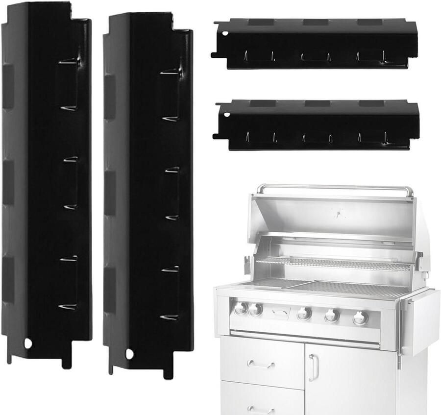 Grill Hitteplaat Warmtebescherming Sputter Guard Gelijkmatig Grillen Roestvrij Staal 39.3 x 12.5 x 6.4 cm Zilver
